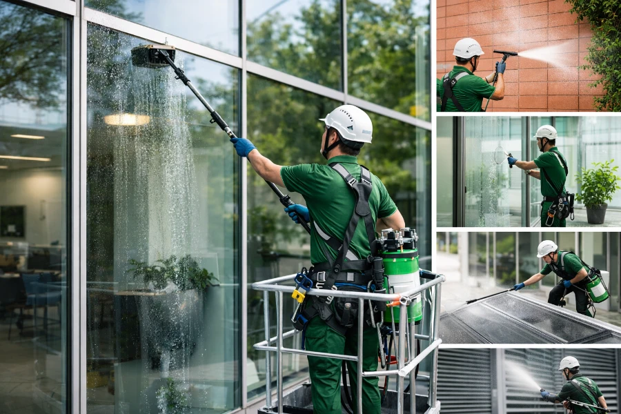 Unsere Leistungen in der Glas- und Fassadenreinigung - Gebäudereinigung von Luna Glanz GmbH & Co KG