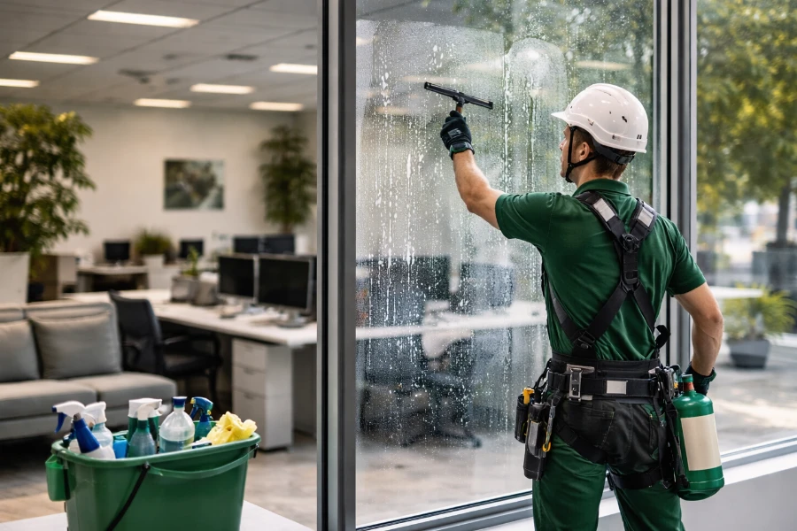 Fensterreinigung für Unternehmen, Büros und Gewerbeobjekte - Gebäudereinigung von Luna Glanz GmbH & Co KG