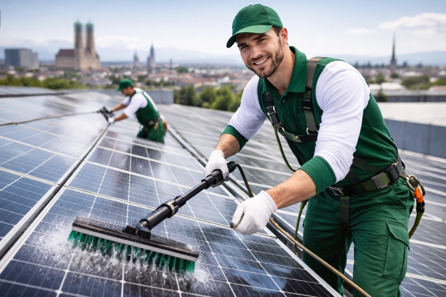 Professionelle Solarreinigung in München für Photovoltaikanlagen und Solarmodule - Gebäudereinigung von Luna Glanz GmbH & Co KG