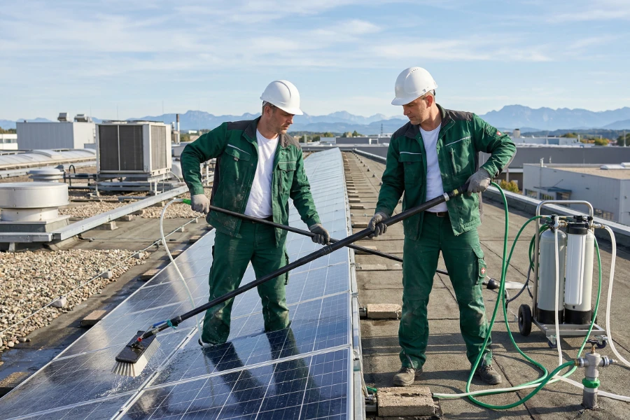 Fachgerechte Solaranlagenreinigung mit entmineralisiertem Wasser - Gebäudereinigung von Luna Glanz GmbH & Co KG