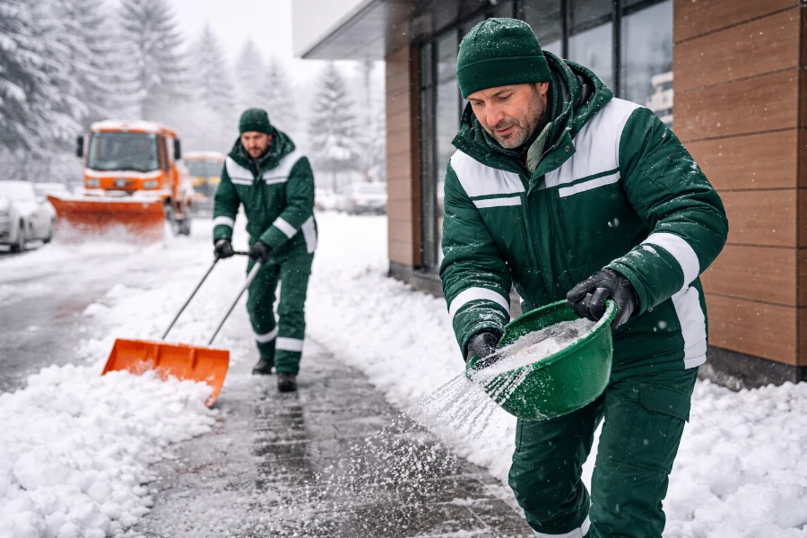 Streudienst für sichere Außenflächen im Winter - Gebäudereinigung von Luna Glanz GmbH & Co KG