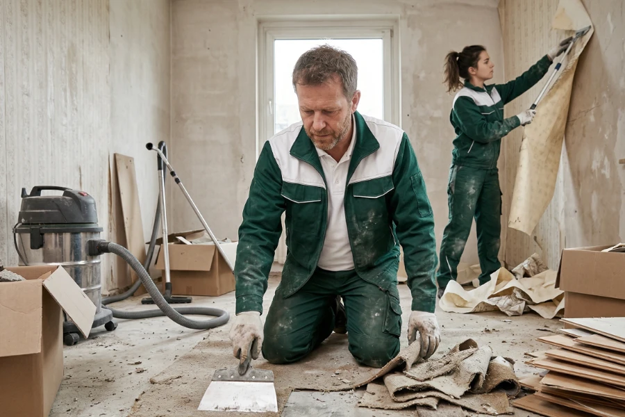 Entfernen von Tapeten, Bodenbelägen und Verkleidungen - Gebäudereinigung von Luna Glanz GmbH & Co KG